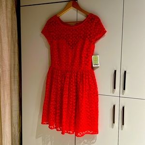 Anthropologie Artelier Pink / Rose Lace Sunday Dress